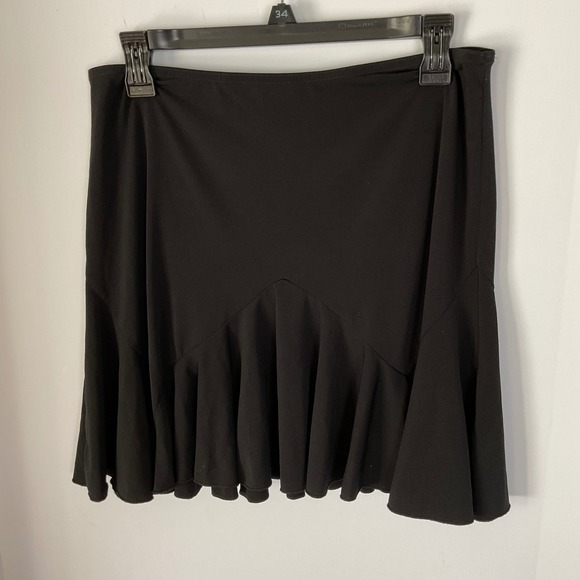 Byer California Dresses & Skirts - Byer California Vintage Black Ruffle Hem Mini Skirt Drop Waist Size L Made USA